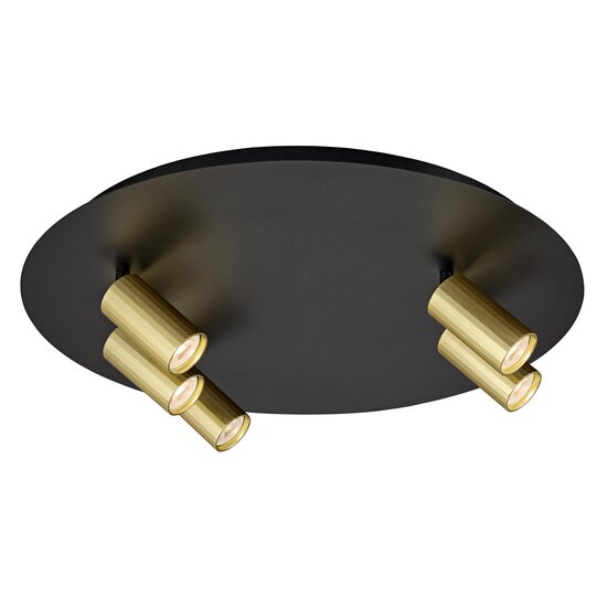 Fantasia Fantasia Oryx round ceiling light Ø450 mm, 5 light points (3+2) for MR11 bulbs, black with gold, bulbs not included