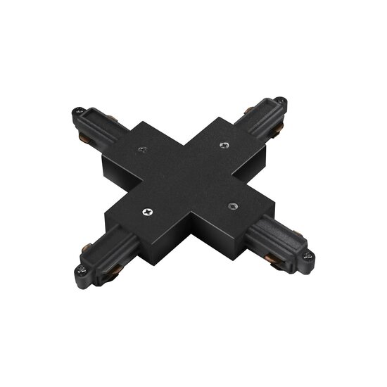 Fantasia Fantasia Track 1F X-connector - black cross connector for single-phase track systems with outer earth contact