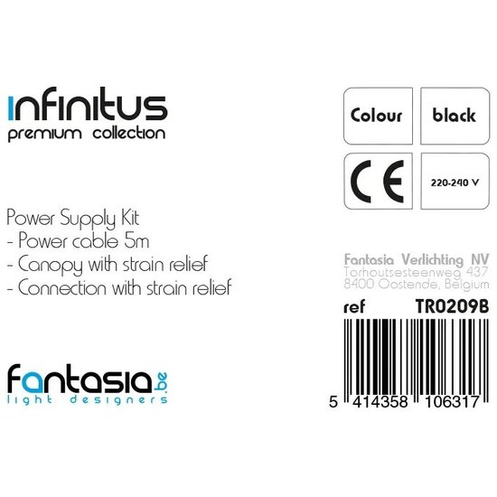 Fantasia Fantasia Infinitus black power supply kit for LED fixtures, part of the Infinitus collection, suitable as a replacement part.