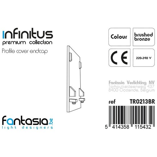 Fantasia Fantasia INFINITUS end cap in bronze, closing piece for the Infinitus LED profile system, Premium collection