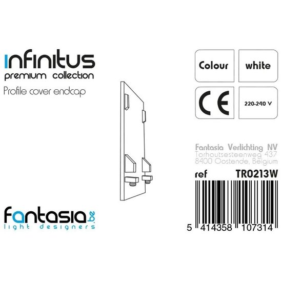 Fantasia Fantasia Infinitus embout, blanc - pièce de finition pour le système de profilé LED Infinitus, ferme proprement le côté du profilé.