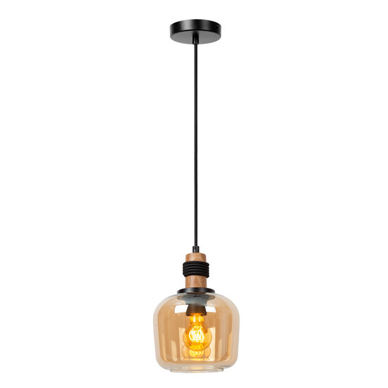 LUCIDE LUCIDE ILONA - Stijlvolle Hanglamp met Amber Glas