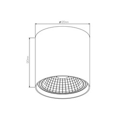 Box opbouwspot rond zwart incl. AR111 LED 12W