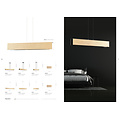 Raisio lange hanglamp hout met zwart binnenin 3x E27