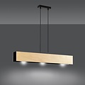 OUTLET - Raisio long hanging lamp wood with black interior 3x E27
