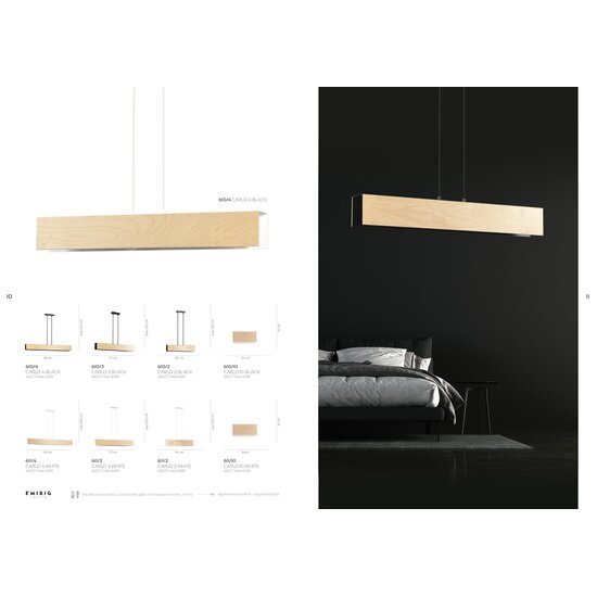 OUTLET - Raisio long hanging lamp wood with black interior 3x E27