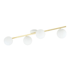 OUTLET - Design plafondlamp 4x E14 wit met messing en melkglas bollen