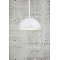 Hängelampe Ellen 40, kuppelförmiger Schirm aus Stahl, Durchmesser 400 mm, E27-Fassung, verstellbares Kabel bis 2 m, weiß
