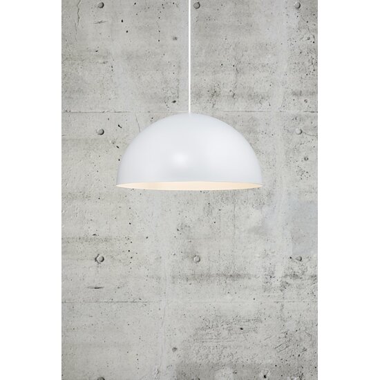 Ellen 40 hanglamp, halfronde kap in staal, diameter 400 mm, E27 fitting, verstelbare kabel tot 2 m, wit