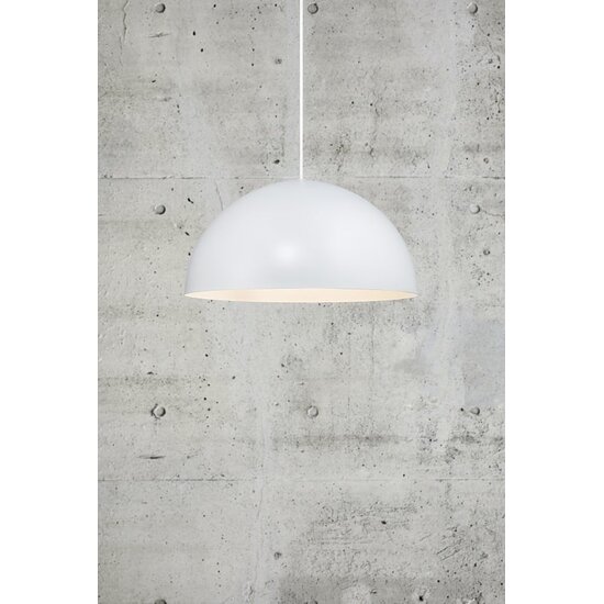 Ellen 40 hanglamp, halfronde kap in staal, diameter 400 mm, E27 fitting, verstelbare kabel tot 2 m, wit