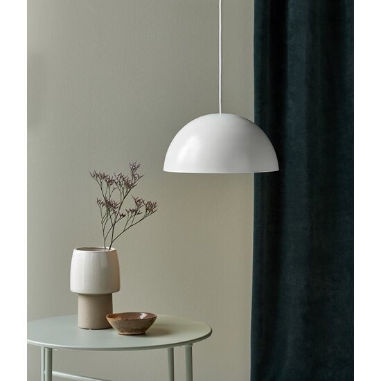 Lámpara colgante Ellen 40, pantalla en forma de cúpula de acero, diámetro 400 mm, casquillo E27, cable regulable hasta 2 m, blanco