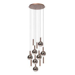 Lucide JASMINE - Hanglamp - Ø 75 cm - LED Dimb. - CCT - 12x4,5W 2200K/3300K - Geschikt voor vide en hoge plafonds - Koper - Premium