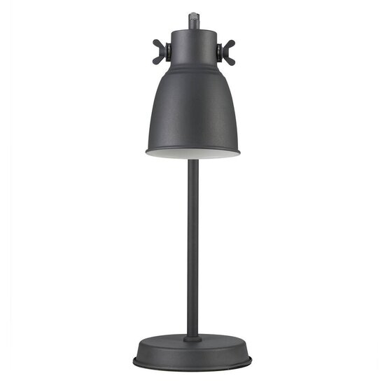 Adrian Tischlampe mit E27-Fassung, max. 25W, anthrazites Metall, Textilkabel schwarz/weiß, Höhe 47 cm, IP20