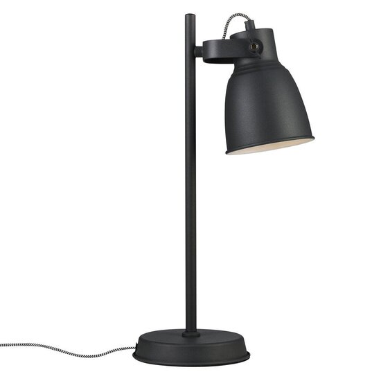 Lampe de table Adrian avec culot E27, max. 25W, métal anthracite, câble textile noir/blanc, hauteur 47 cm, IP20