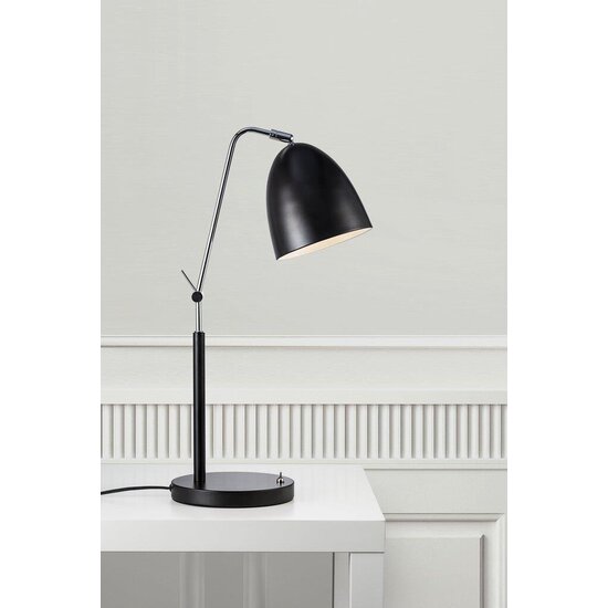 Lampe de bureau pliable noire en métal avec culot E27, gradable avec ampoule adaptée, câble 150 cm