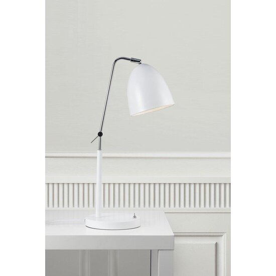 Lámpara de escritorio de diseño flexible en metal blanco y plástico, casquillo E27, altura 54 cm, cable 150 cm, regulable con bombilla adecuada