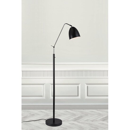 Biegbare Stehlampe aus schwarzem Metall mit E27-Fassung (Leuchtmittel exkl.), 140 cm hoch, dimmbar mit passender Lampe