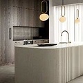 Hängelampe dänisches Design, weißes Opalglas mit Messingdetails, E27-Fassung max. 15W, Höhe 51,5 cm, Kabel 300 cm