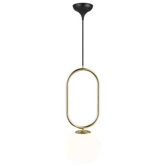 Danish Design Pendelleuchte, Schirm aus weißem Opalglas, Messingfassung, E27 max. 15W, Höhe 60,5cm, IP20