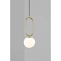 Danish Design pendant lamp, white opal glass shade, brass fitting, E27 socket max 15W, height 60.5cm, IP20