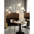 Danish Design pendant lamp, white opal glass shade, brass fitting, E27 socket max 15W, height 60.5cm, IP20