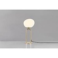 Deens Design tafellamp met kap in wit opaalglas en voet in messing, E27-fitting, IP20, hoogte 47 cm, kabellengte 250 cm
