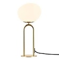 Deens Design Tischlampe mit Schirm aus weißem Opalglas und Fuß aus Messing, E27-Fassung, IP20, Höhe 47 cm