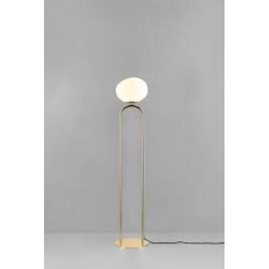 Lampadaire Danish Design, blanc opale/laiton, hauteur 135 cm, douille E27 max. 15W, IP20