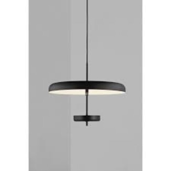 Suspension design fin et rond noir douille G9, max. 5W LED, Ø45 cm, hauteur 36,8 cm, IP20