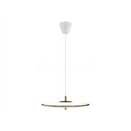 Art-déco-Pendelleuchte mit weißem Opalglasschirm und Messingrahmen, 15W-LED-Modul, 900 Lumen, dimmbar, ø31,7 cm