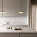 Art deco hanglamp met witte opaalglazen kap en messing frame, 15W LED-module, 900 lumen, dimbaar, ø31,7 cm