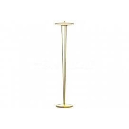 Art deco style floor lamp with white opal shade on a brass base, includes dimmable 15W LED module (900 lm), height 141.3 cm