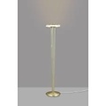 Art deco style floor lamp with white opal shade on a brass base, includes dimmable 15W LED module (900 lm), height 141.3 cm