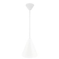 Hängelampe im dänischen Design, geometrisch geformt, weißes Metall mit Kunststoffdetails, E27-Fassung max. 40W