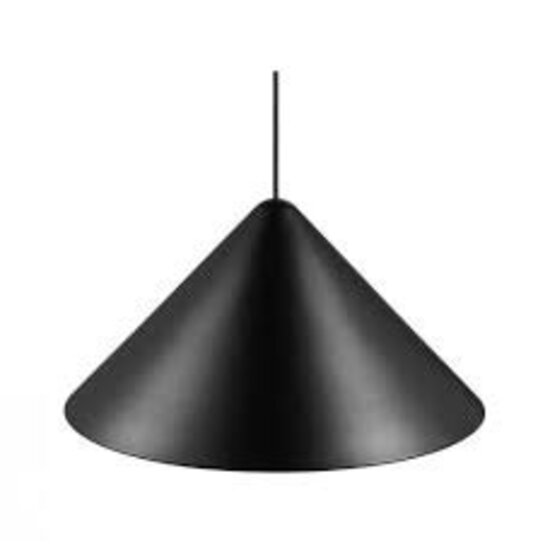Pendelleuchte im dänischen Design, geometrische Form, schwarz aus Metall mit Kunststoffdetails, E27-Fassung, max. 50W, ø49 cm