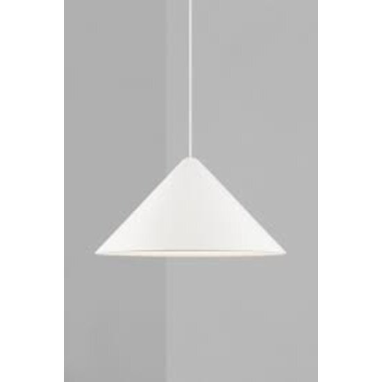 Design-Hängelampe, geometrisch runde Form in weißem Metall, E27-Fassung (Leuchtmittel nicht enthalten), Durchmesser 49 cm, Höhe 24,8 cm