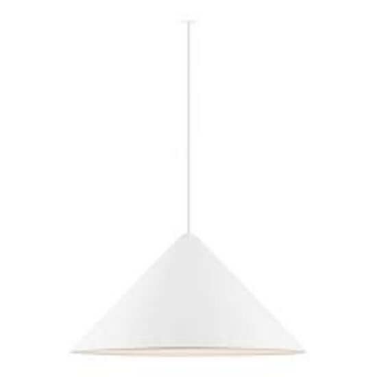Design-Hängelampe, geometrisch runde Form in weißem Metall, E27-Fassung (Leuchtmittel nicht enthalten), Durchmesser 49 cm, Höhe 24,8 cm
