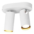 Tweelichts plafondspot in wit metaal, GU10 fitting max. 25W, IP20, lichtbron niet inbegrepen, 17,1 x 20 cm