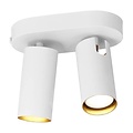 Tweelichts plafondspot in wit metaal, GU10 fitting max. 25W, IP20, lichtbron niet inbegrepen, 17,1 x 20 cm