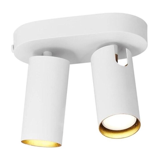Tweelichts plafondspot in wit metaal, GU10 fitting max. 25W, IP20, lichtbron niet inbegrepen, 17,1 x 20 cm