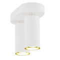 Tweelichts plafondspot in wit metaal, GU10 fitting max. 25W, IP20, lichtbron niet inbegrepen, 17,1 x 20 cm