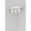 Plafón de 3 focos en metal blanco y plástico, casquillo GU10, IP20, clase 2, fuente de luz no incluida