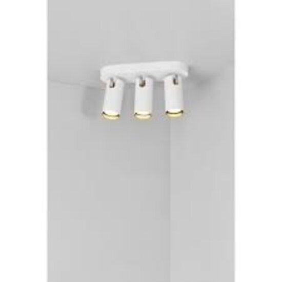 Plafonnier 3 spots en métal blanc et plastique, douille GU10, IP20, classe 2, source lumineuse non incluse