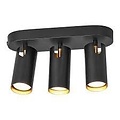 3-spot plafondlamp in zwart metaal met GU10 fitting, max. 25W per spot, IP20, klasse 2, lichtbron niet inbegrepen
