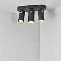 3-Spot Deckenleuchte aus schwarzem Metall mit GU10-Fassung, max. 25W pro Spot, IP20, Klasse 2, Leuchtmittel nicht enthalten