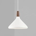 Hanglamp met wit metalen frame en geoliede top in FSC-gecertificeerd notenhout, E27 fitting, dimbaar met compatibele lamp, IP20