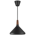 Hängelampe mit schwarzem Metallrahmen und FSC-zertifizierter, geölter Walnussplatte, E27-Fassung, dimmbar mit kompatibler Lampe
