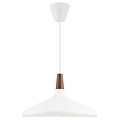 Hängelampe mit FSC-zertifizierter geölter Nussbaumplatte, Ø39 cm, weißer Metallrahmen, E27-Fassung, IP20