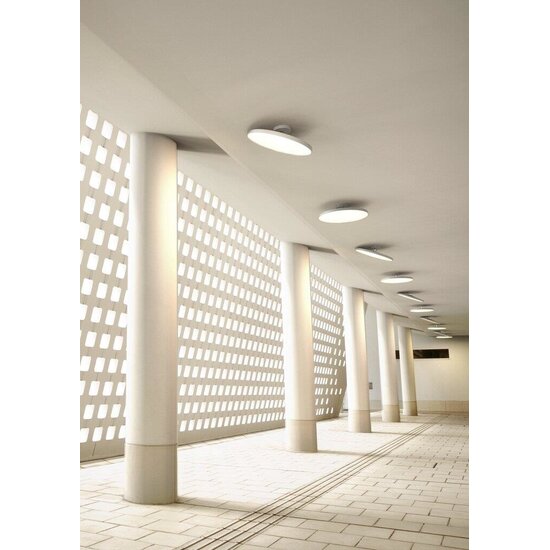 Panel LED de techo 24W regulable, aluminio, cristal opal blanco, Ø38,5 cm, 1600 lúmenes, 230V, IP20