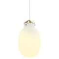 Oval pendant light with opal white glass, metal details, E27 socket, dimmable, Ø22.5 cm, 300 cm cable